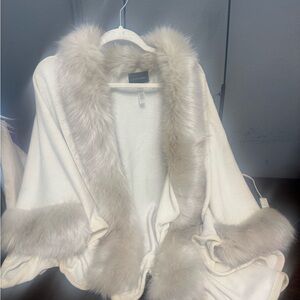 Dolce Cabo White Faux Fur Cape
